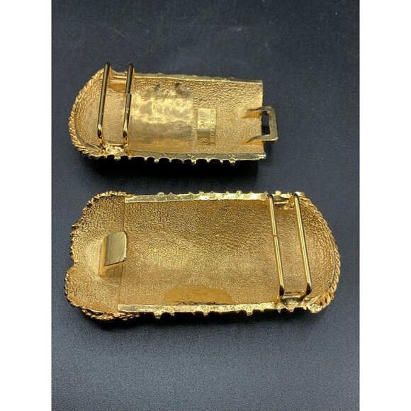 ACCESSOCRAFT NY Belt Buckle Big Bold Matte Gold Statement Buckle Vintage Signed - Picture 5 of 7